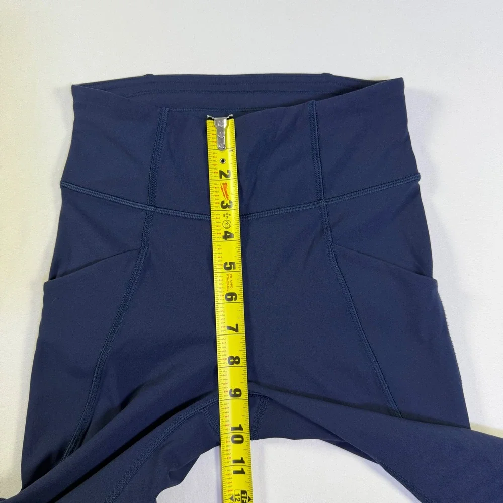 Lululemon Speed Up High Rise Crop 21 Navy Blue Running Leggings Pockets Size 2‎